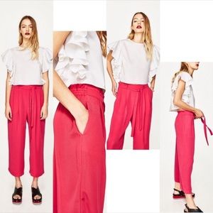 Zara High Waist Cropped Wide Leg Pants